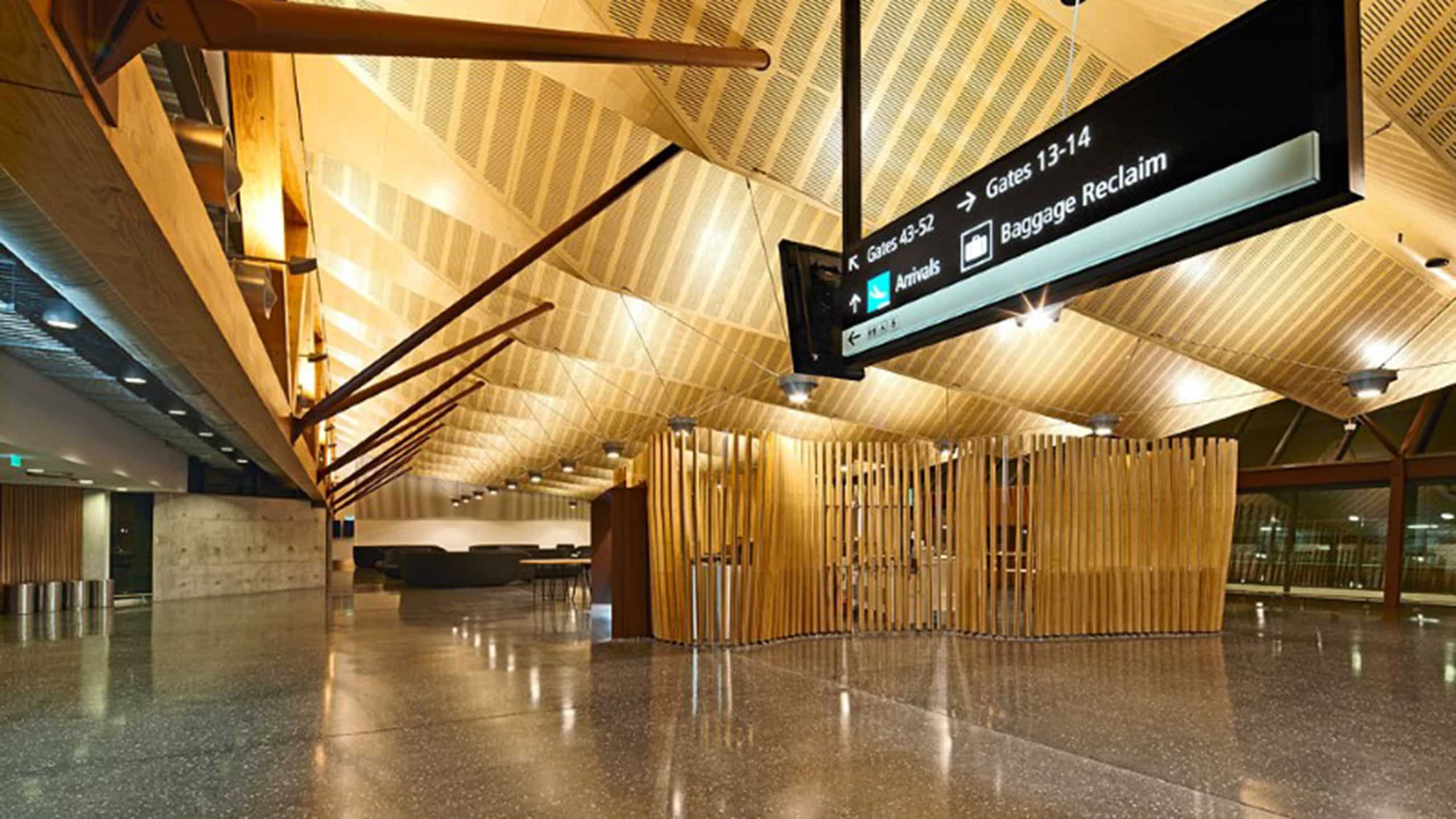 Polished concrete Floor in Christchurch Airport lounge.