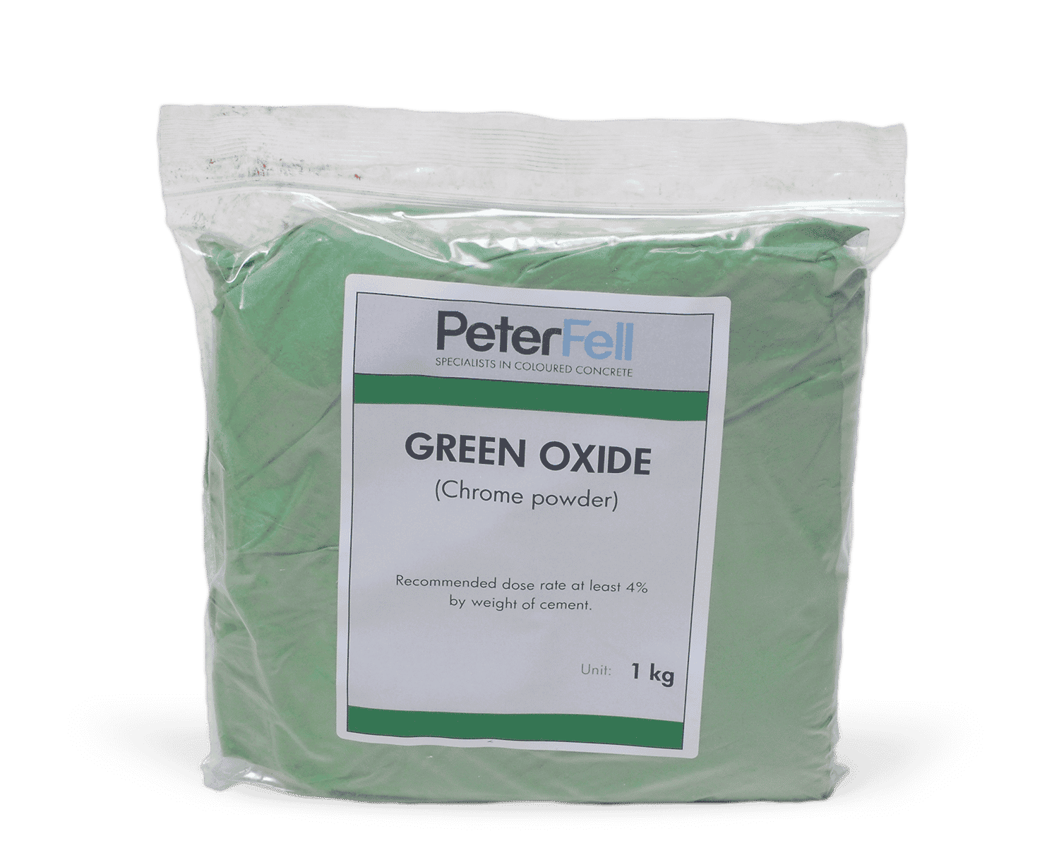 Green oxide for colouring concrete