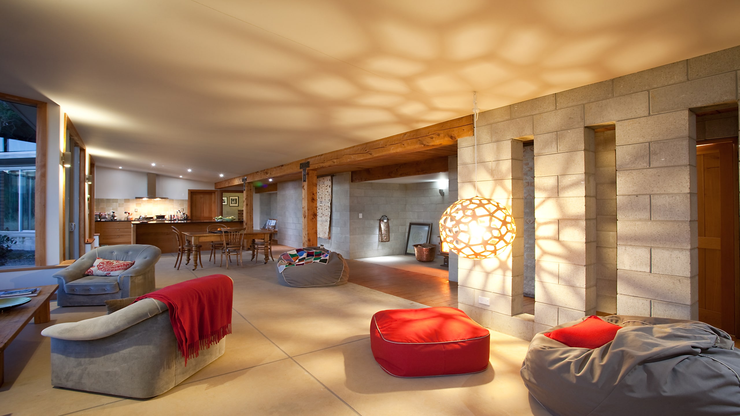 Coloured concrete floor in Dunedin home.