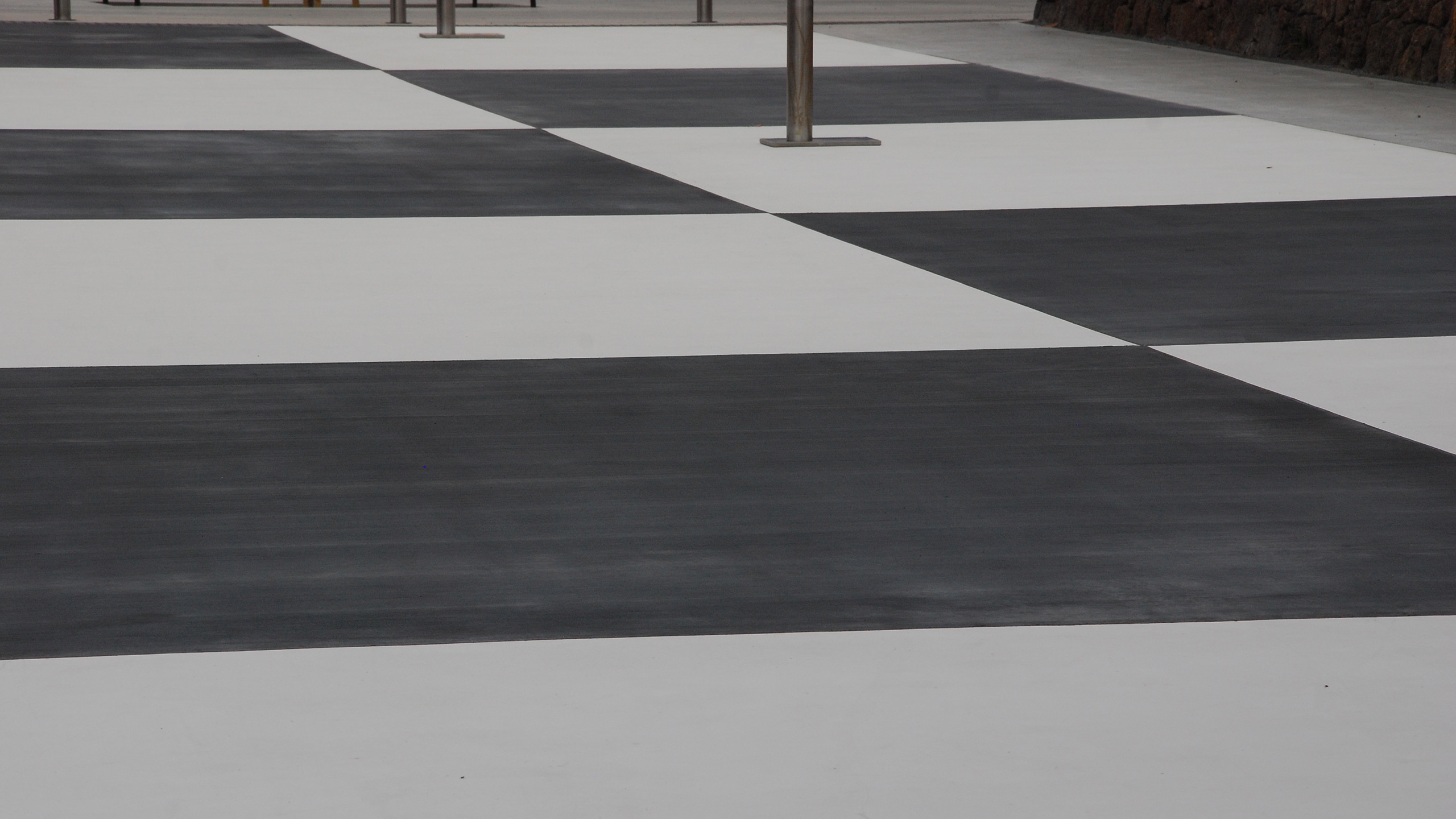 PS01071 - Wairepo Swamp Walk, street, public, Auckland (4) black and white patterned concrete path.