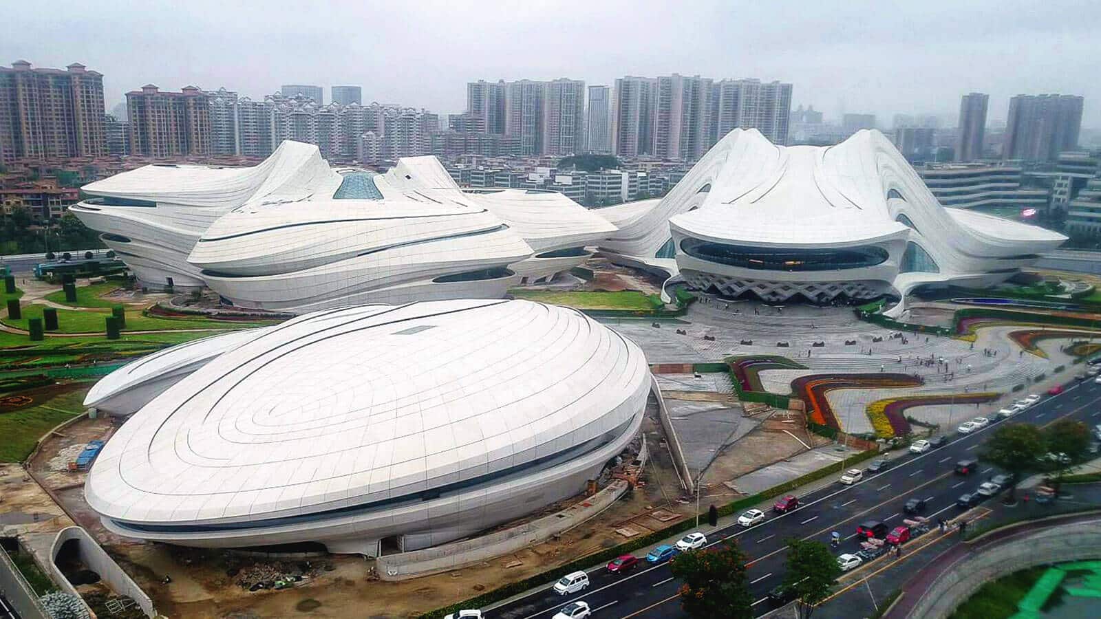 Stadium made of white concrete.