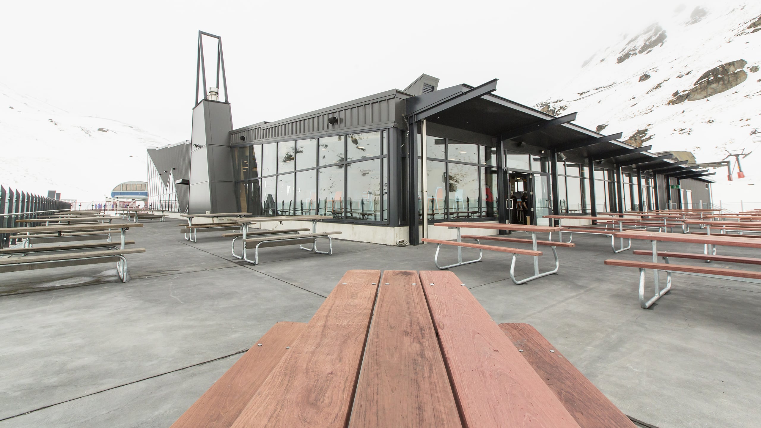 Coloured concrete decks at Remarkables Ski Field