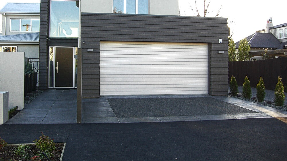 black concrete driveway.