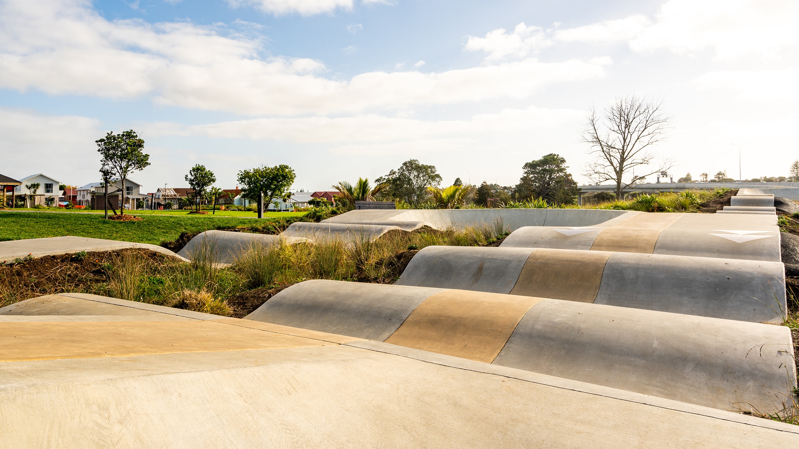 coloured concrete passionfruit, Waterview Skate Coloured concrete bump track.