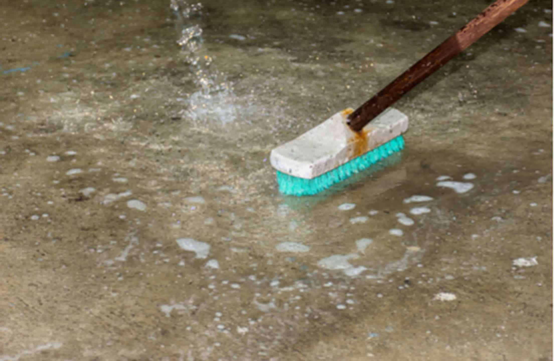 cleaning a concrete floor